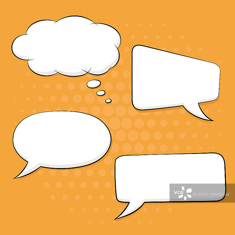 橙色背景上的波普艺术对话气泡图片素材