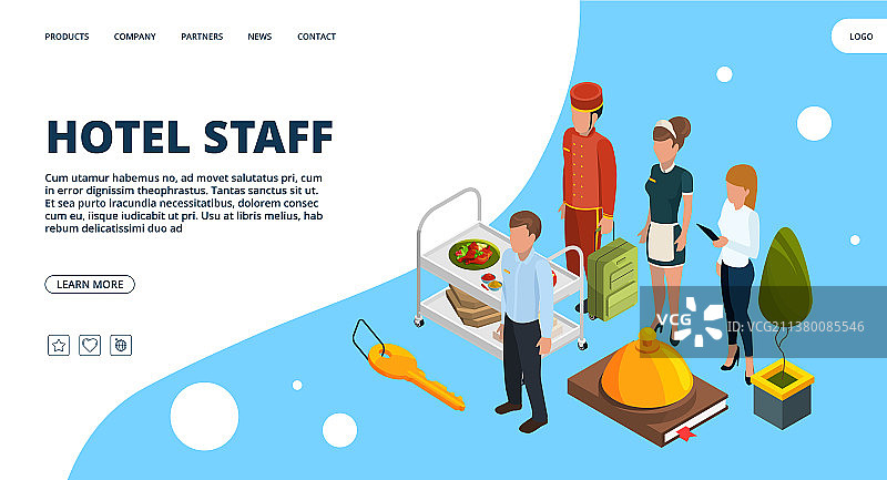酒店员工等距登陆页面图片素材