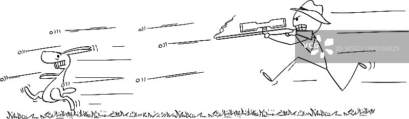 奔跑的卡通猎人图片素材