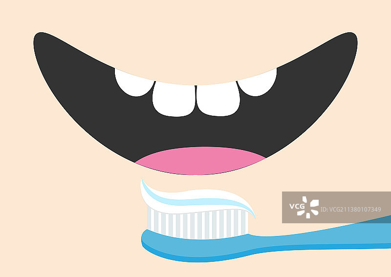 用牙刷和牙膏刷牙图片素材