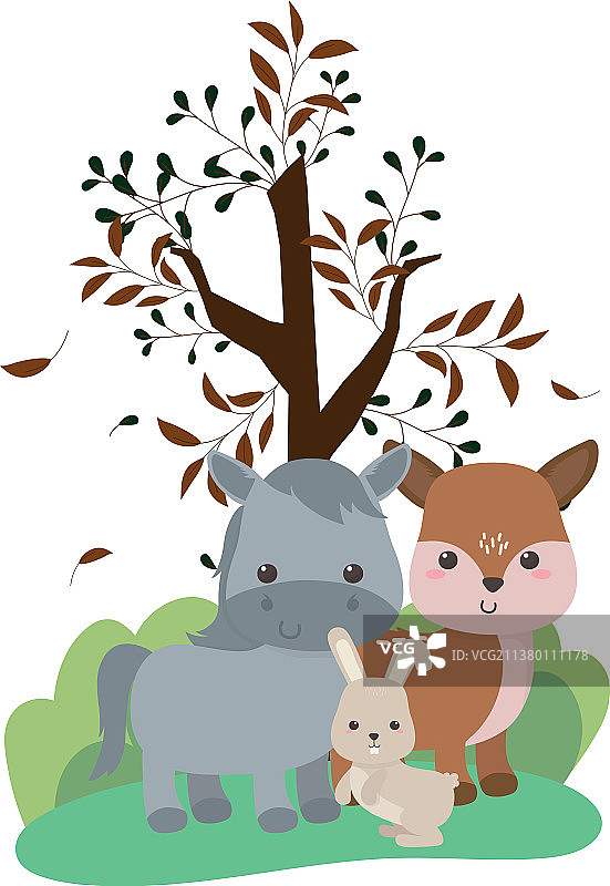 驴、兔子和小鹿卡通设计图片素材