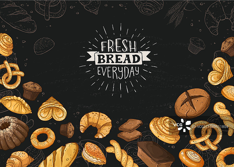 新鲜面包海报插画图片素材