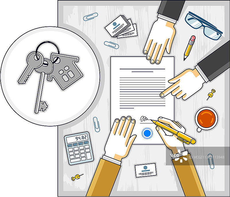 男人签署银行抵押贷款图片素材