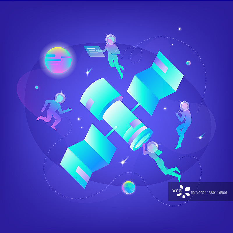 通过望远镜进行研究的轮廓图片素材