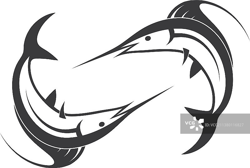 蓝色马林鱼图标标志图片素材