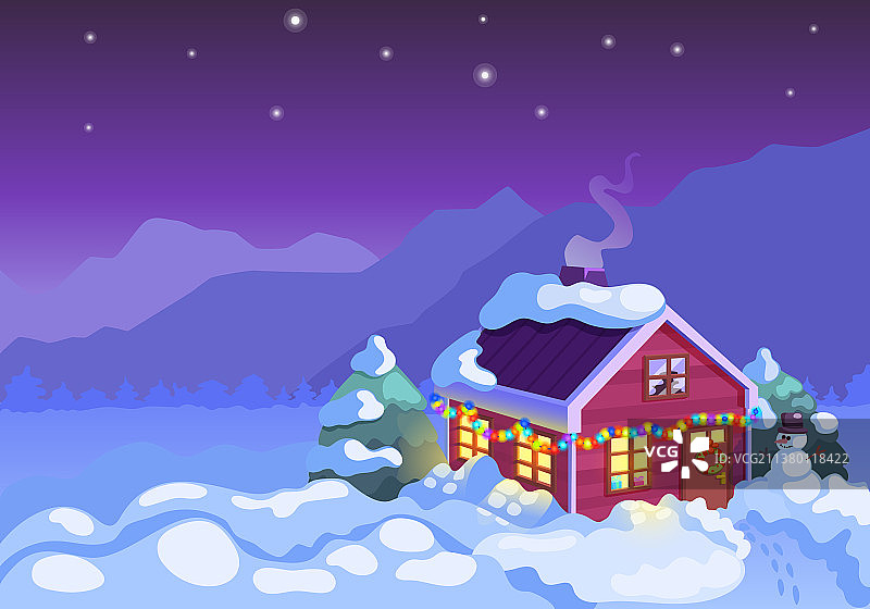 冬季圣诞小屋背景图片素材