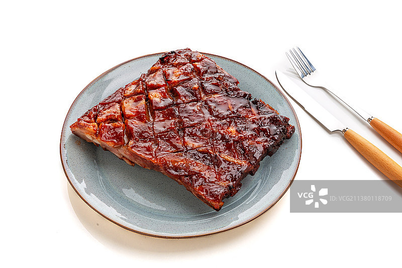 盘子里的叉烧排骨图片素材