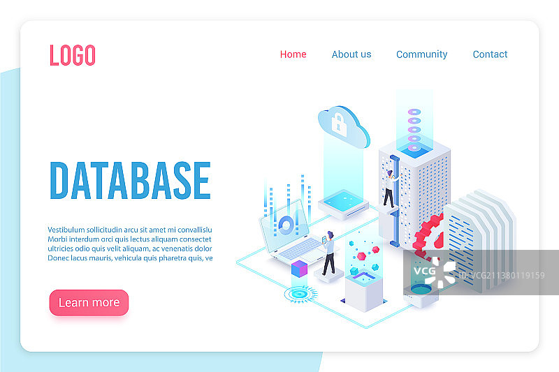 数据库着陆页等距模板图片素材