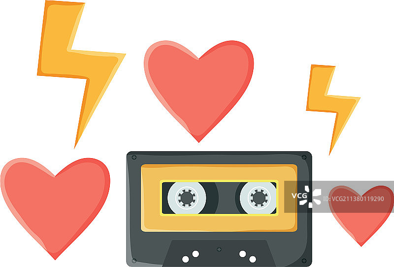 带有爱心的复古音乐卡带图片素材