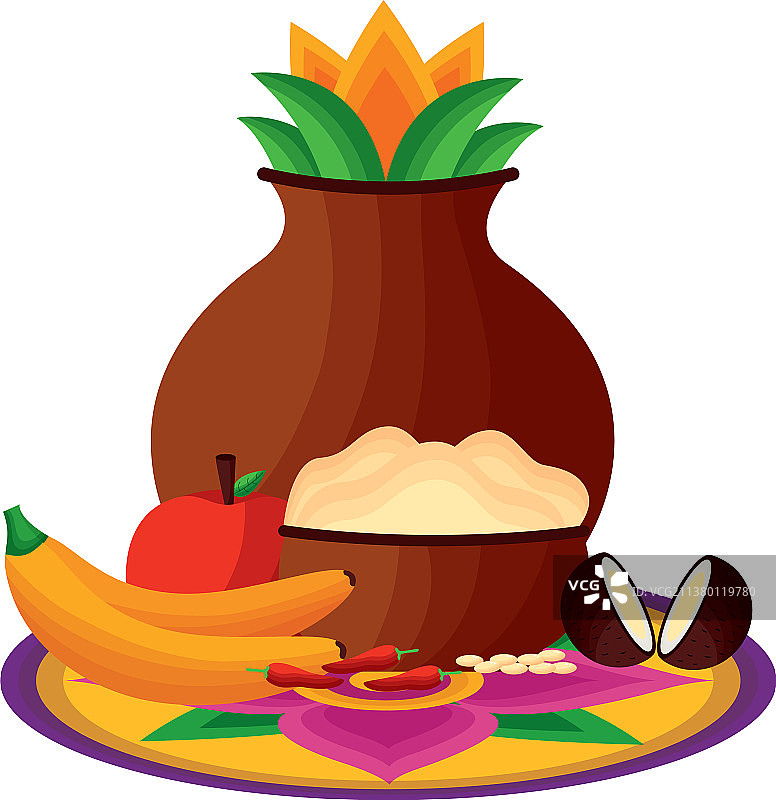 Onam节庆设计的黏土罐图片素材