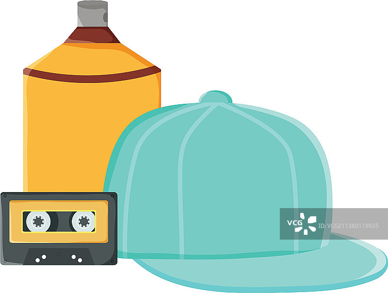 带有卡带和喷雾的运动帽青年配饰图片素材