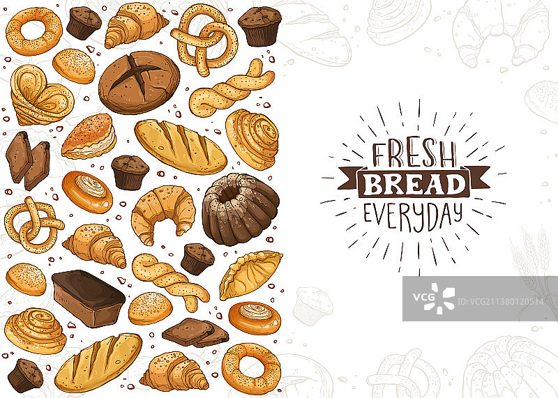 新鲜面包海报插画图片素材