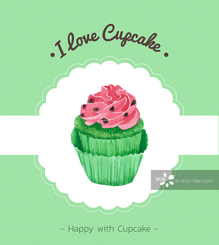 水彩纸杯蛋糕贺卡图片素材