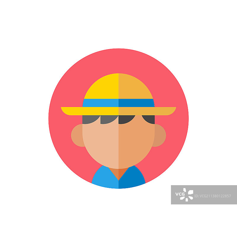 戴帽子的游客或海滩男孩（扁平风格）图片素材