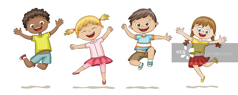 快乐跳跃的孩子们图片素材
