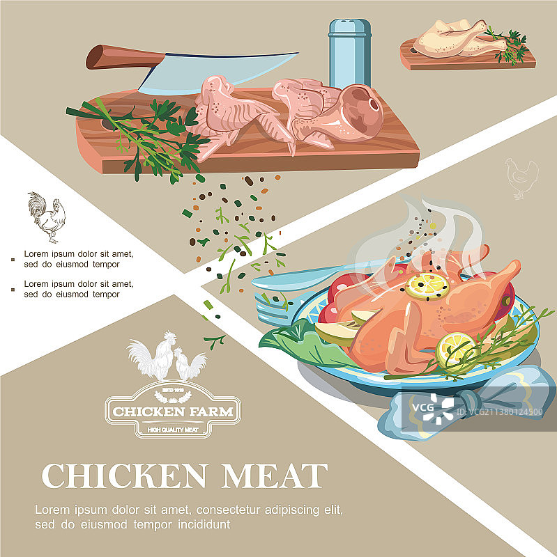 彩色鸡肉模板图片素材
