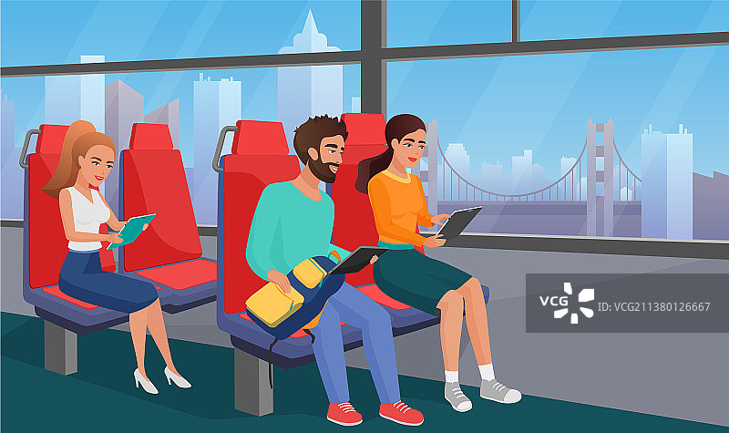 在公共汽车上看书的人图片素材