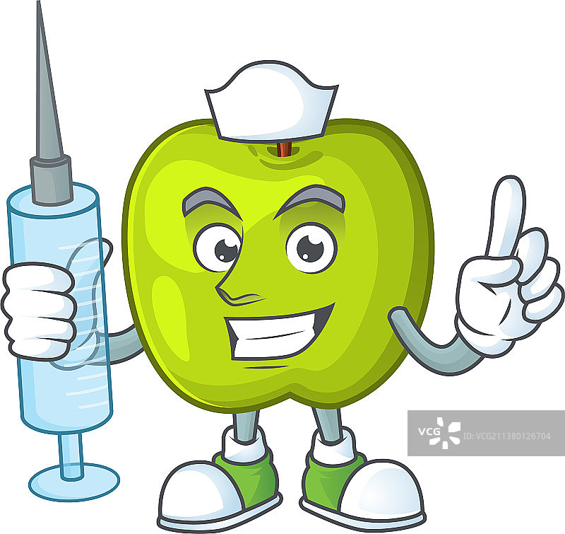 卡通护士与青苹果图片素材