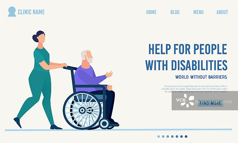 诊所着陆页为残疾人提供帮助图片素材