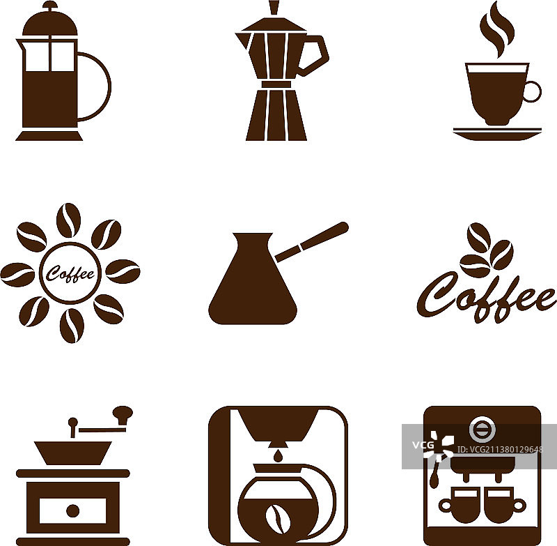 咖啡店棕色图标剪影图片素材