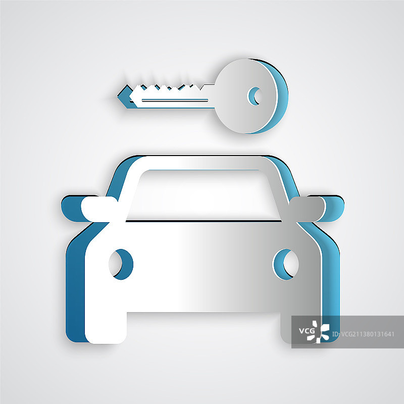 灰色背景上的纸质剪裁汽车租赁图标图片素材