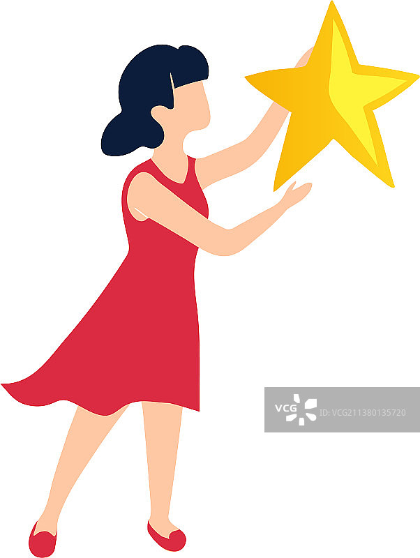 女孩拿着星星象征胜利图片素材