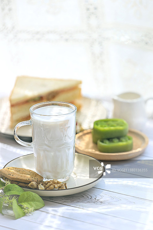 健康早餐 健康中国 牛奶 绿豆饼 三明治图片素材