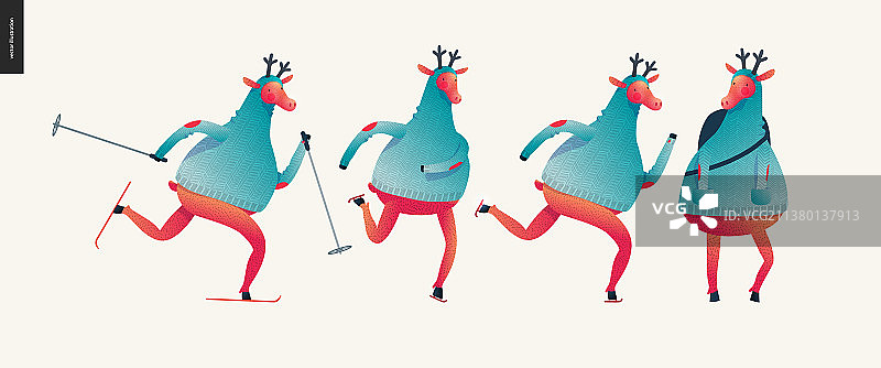 运动圣诞老人驯鹿套装图片素材