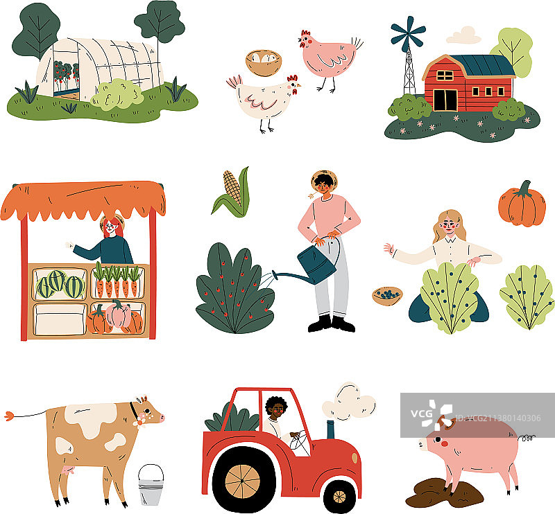 在农场和花园工作的人们图片素材