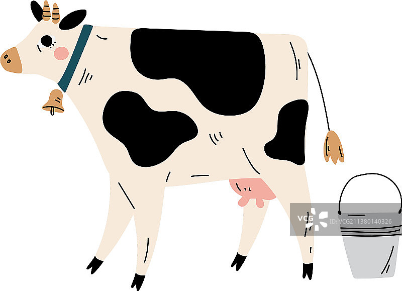 奶牛与桶装牛奶农业奶牛图片素材