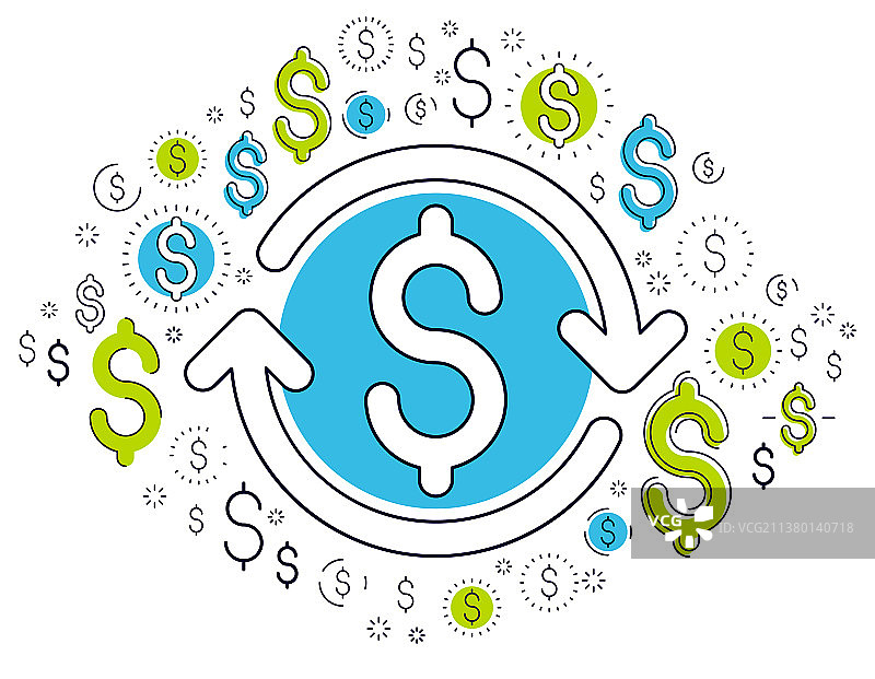 美元符号与循环箭头货币兑换图片素材