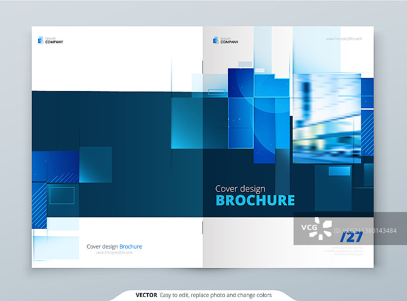 蓝色宣传册封面模板布局设计图片素材