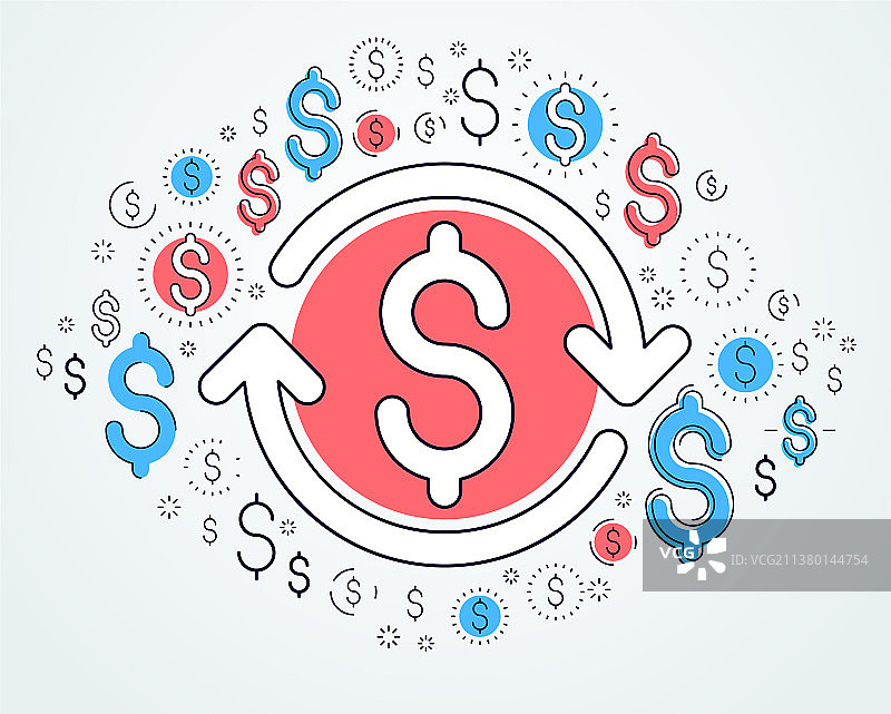 美元符号与循环箭头货币兑换图片素材