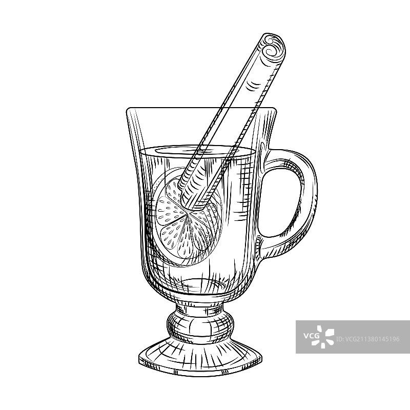 手绘热红酒白色背景素材图片素材