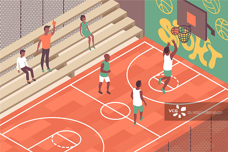 街头篮球场构图图片素材