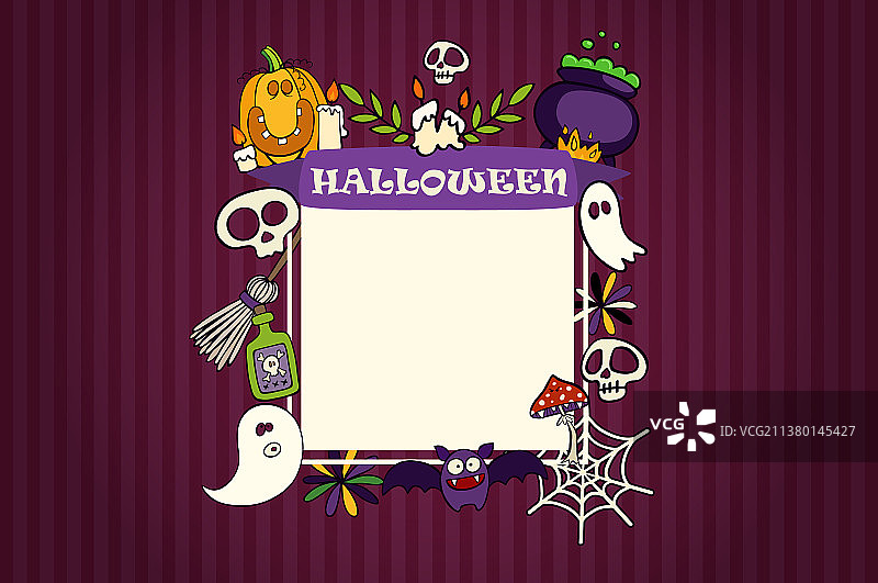 带有图标集的万圣节banner图片素材