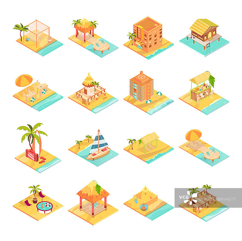 热带休闲图标集图片素材