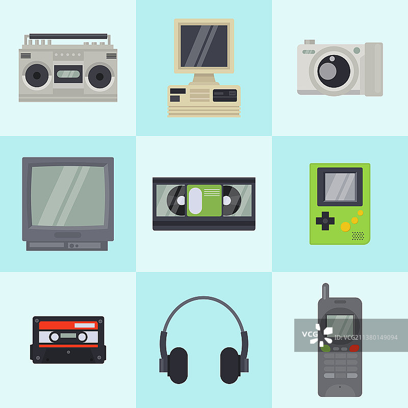 复古90年代科技多媒体设备图片素材