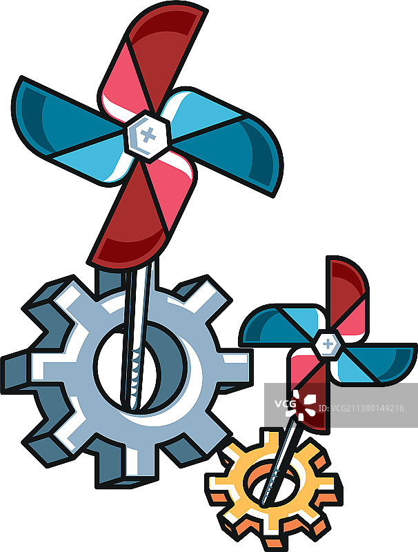 带齿轮销的风车玩具图片素材