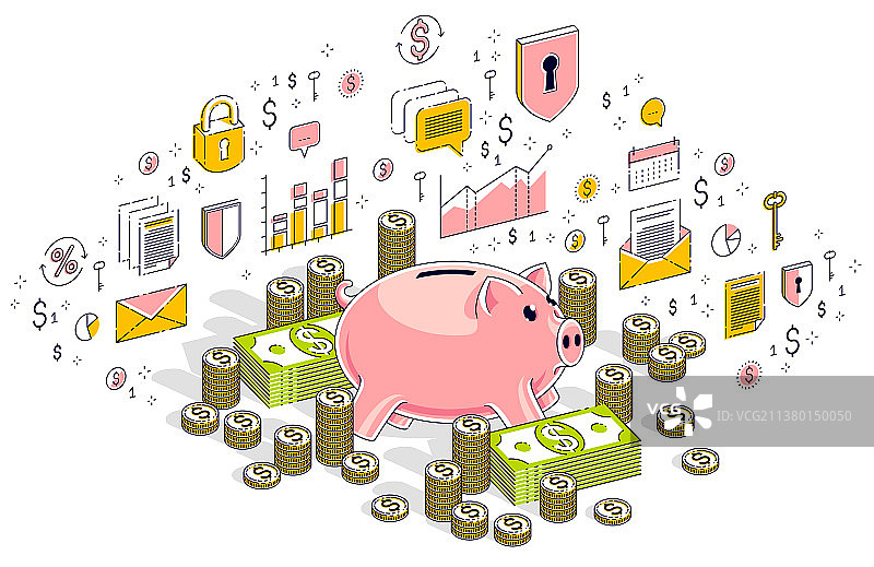 装满美元现金的储蓄罐图片素材