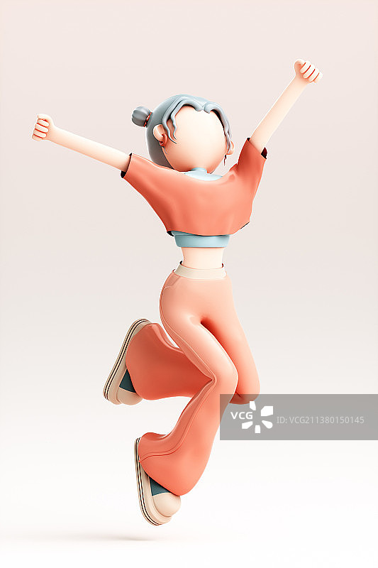 3D渲染的可爱卡通女孩图片素材