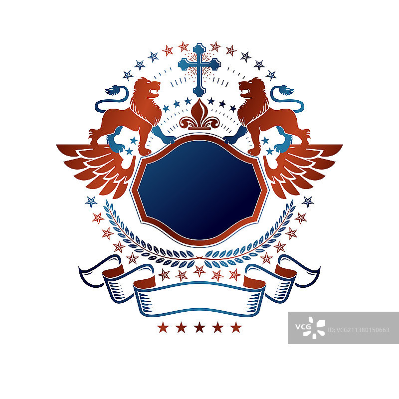 狮子纹章动物元素标志图片素材