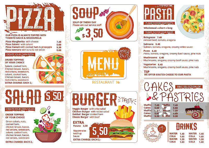 复古风格餐厅菜单模板图片素材