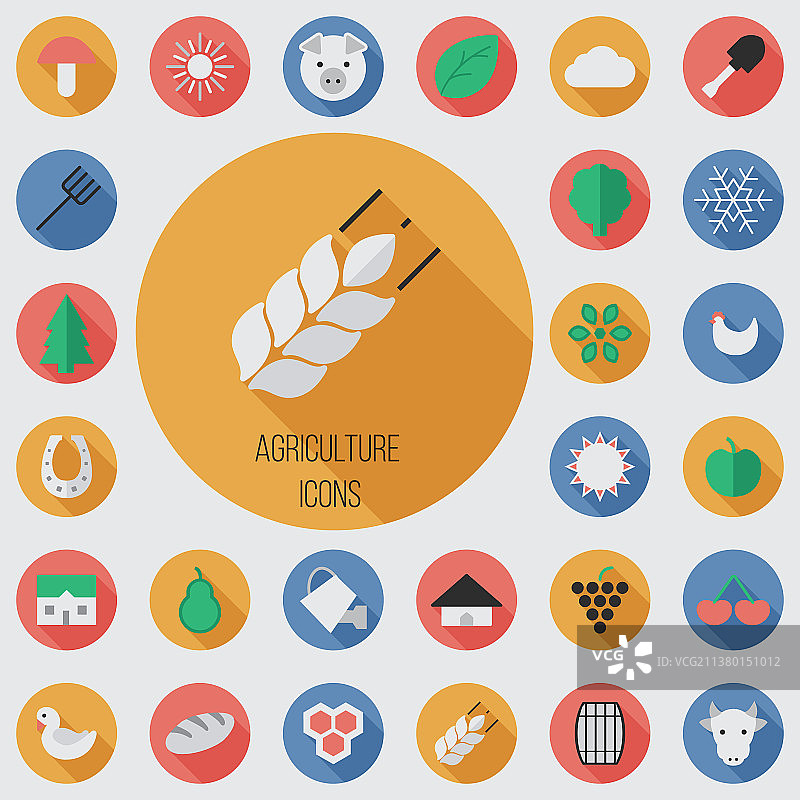 农业扁平数字图标合集图片素材