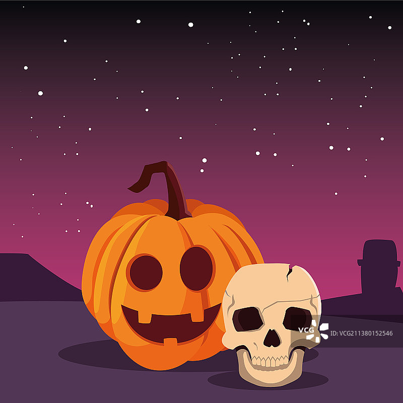 南瓜骷髅万圣节快乐图片素材