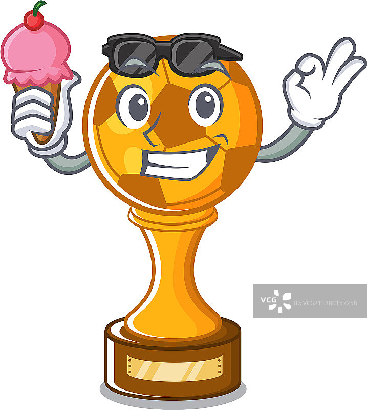 冰淇淋足球奖杯吉祥物图片素材