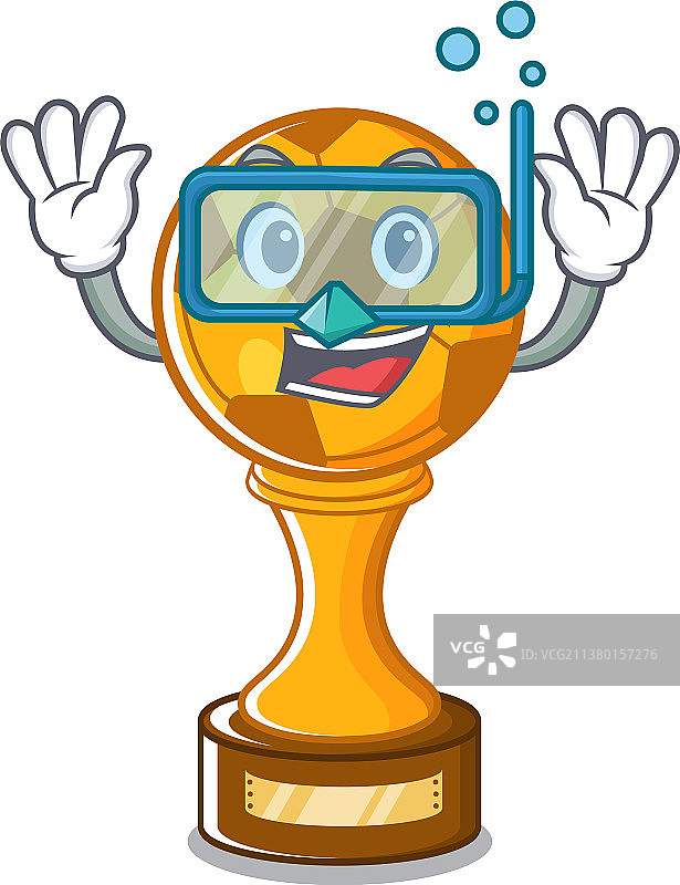 潜水足球奖杯吉祥物图片素材