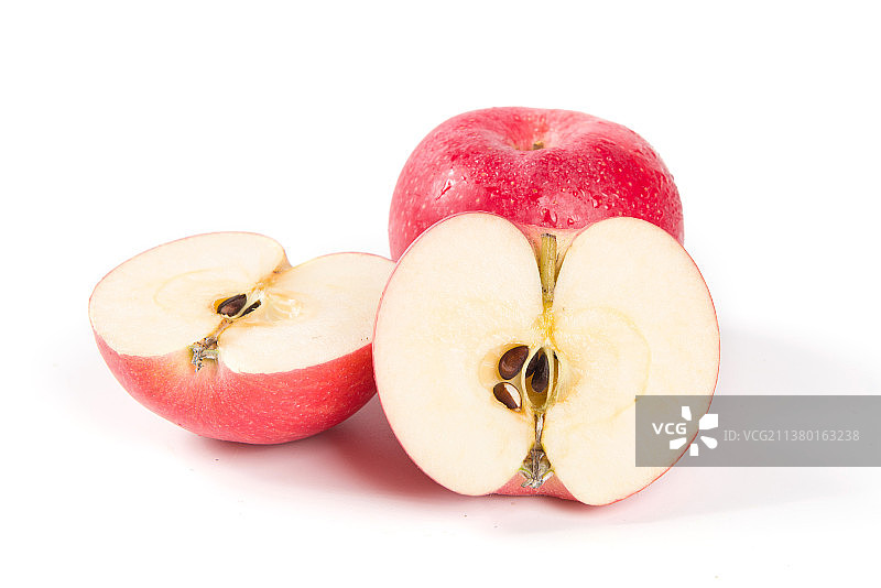 切开的新鲜红苹果图片素材