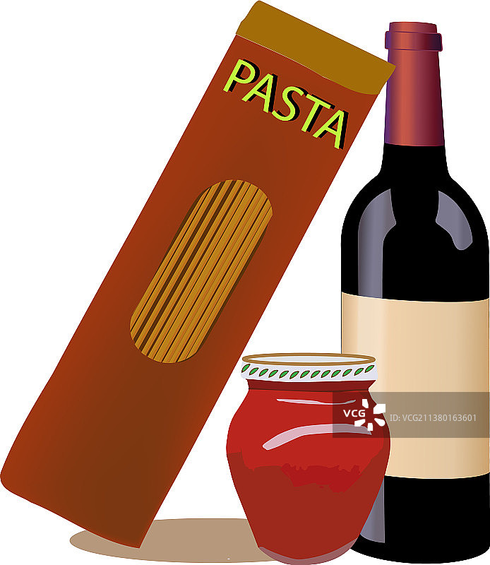 意面及黑葡萄酒番茄酱组合包装图片素材