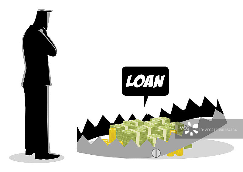 思考贷款的商人图片素材